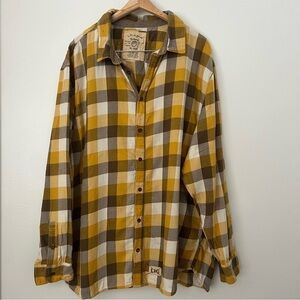 Life is Good men’s plaid cotton button front flannel shirt XXL